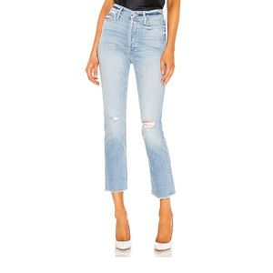 MOTHER The Dazzler Ripped High Waist Ankle Jeans